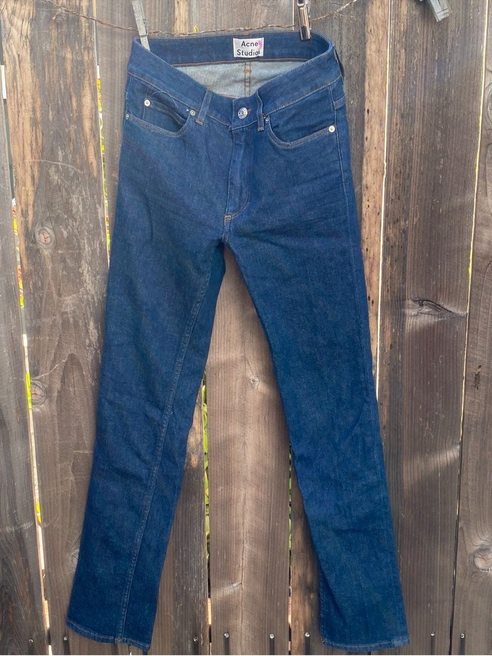 Acne Studios COCO NEW WORN" Slim Straight Jeans in Dark Indigo Blue size 27/32